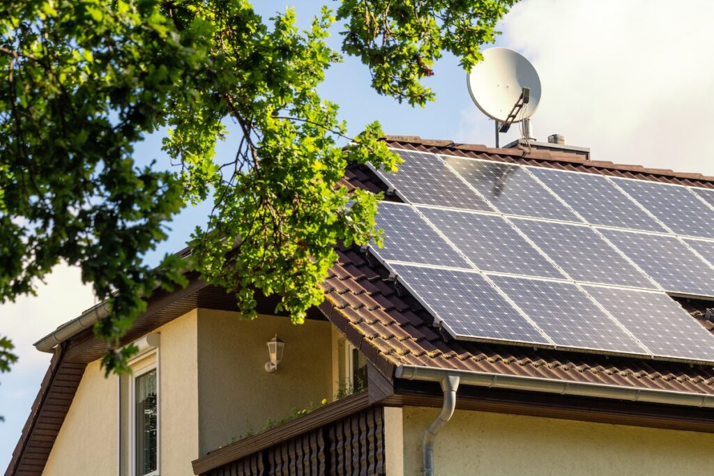 roof with solar energy panels