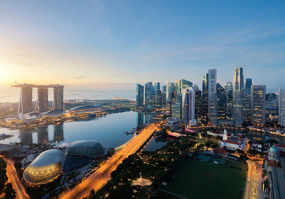 an aerial view of downtown Singapore