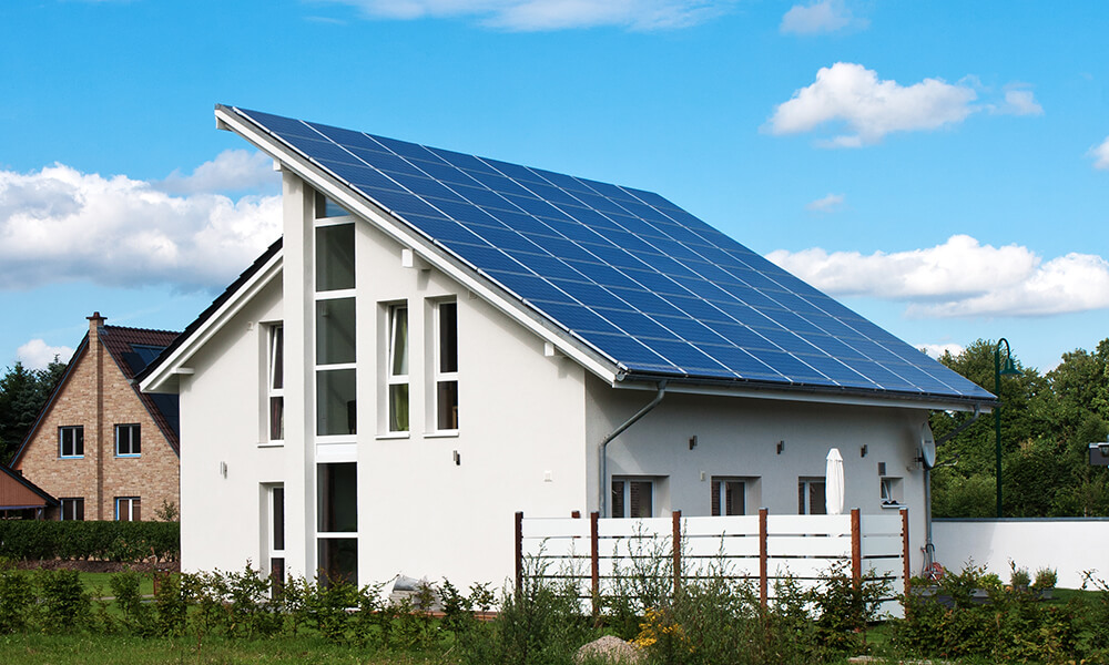 a house with a solar roof