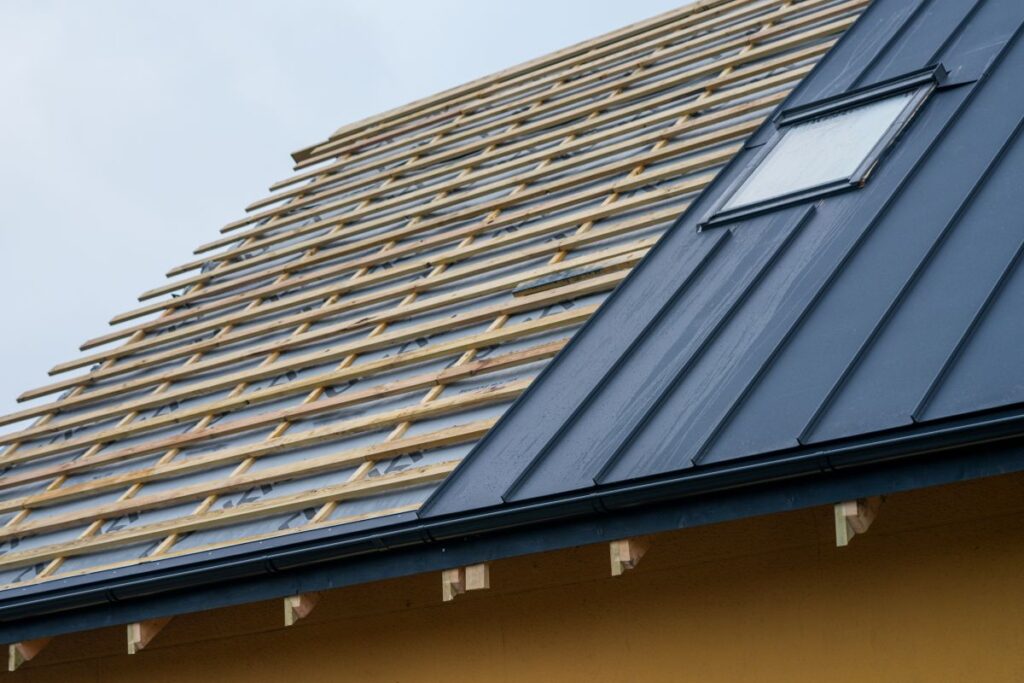 a metal roof being installed