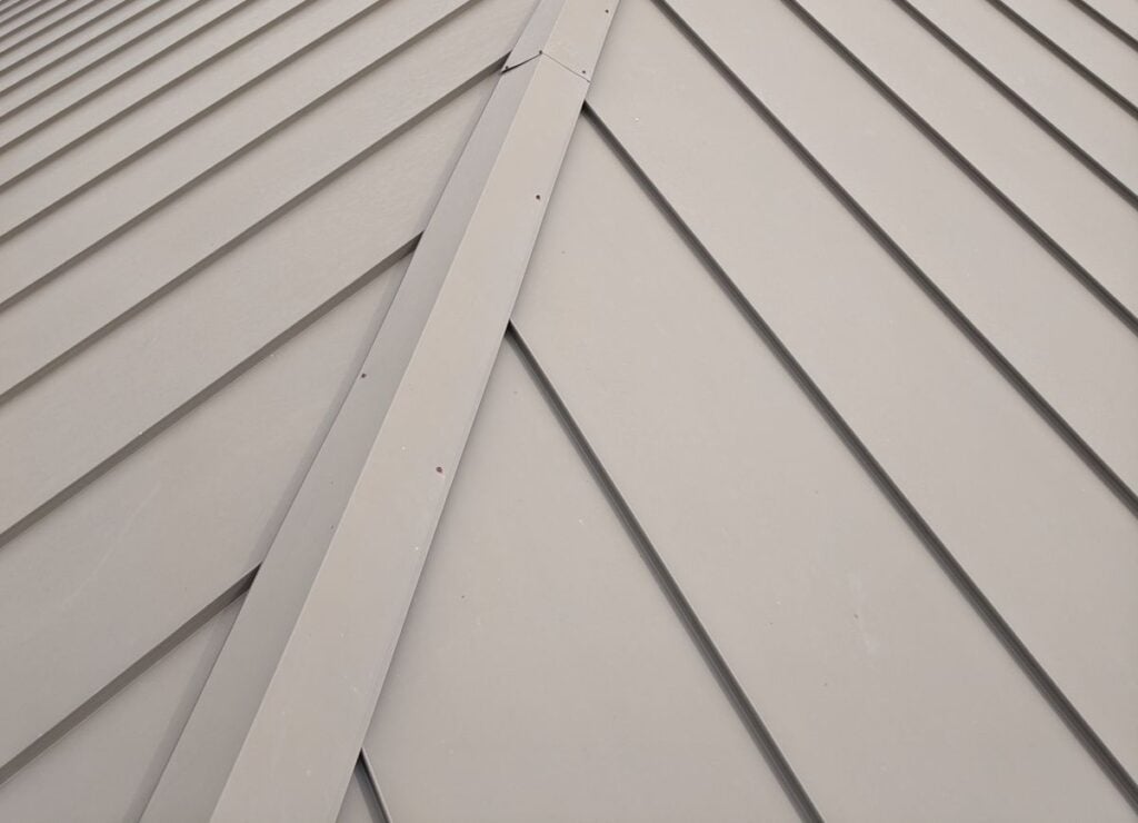 close-up of a standing seam metal roof