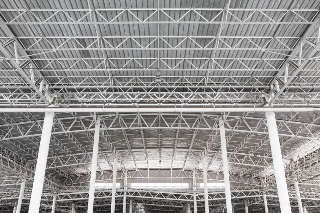 metal roof interiors structure of modern building