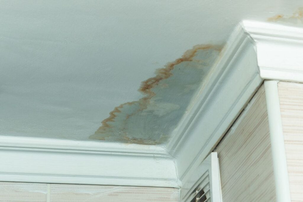 hail damage roof inspection ceiling stain