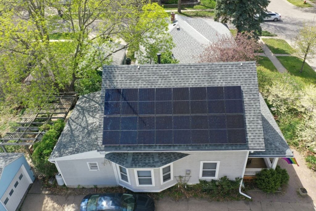 Large solar panel on a roof